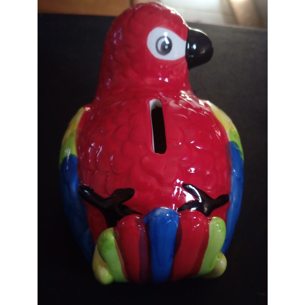 Parrot Coin Bank Ceramic Missing Bottom Part See Photos